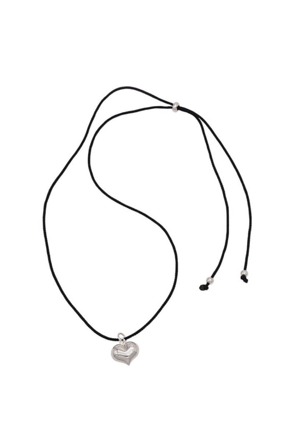 Goth Black Rope Big Heart Pendant Choker Necklace for Women Elegant Jewelry