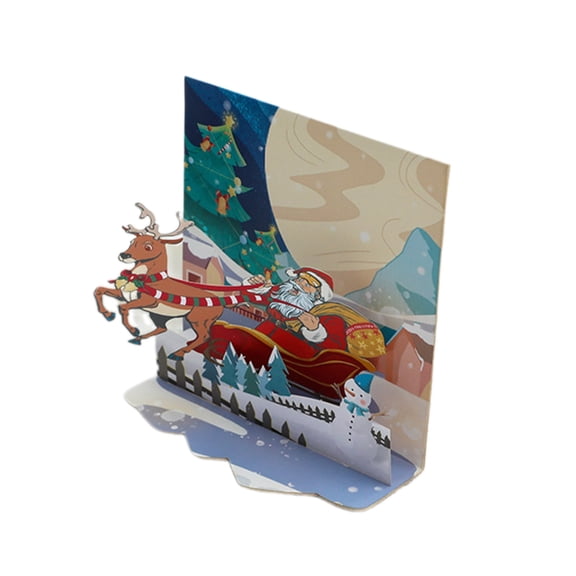 XISAOK Santa Deer 3D Greeting Holiday Decorative Greeting Cards Invitation Paper Card