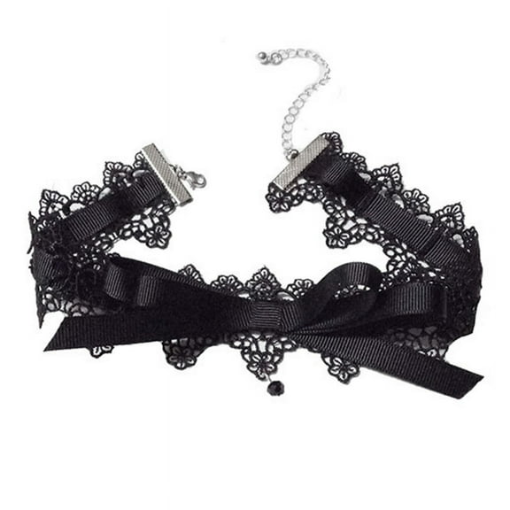 XISAOK Sexy Black Lace Bow-Knot Choker Necklace Fashion Collar Necklace Jewelry