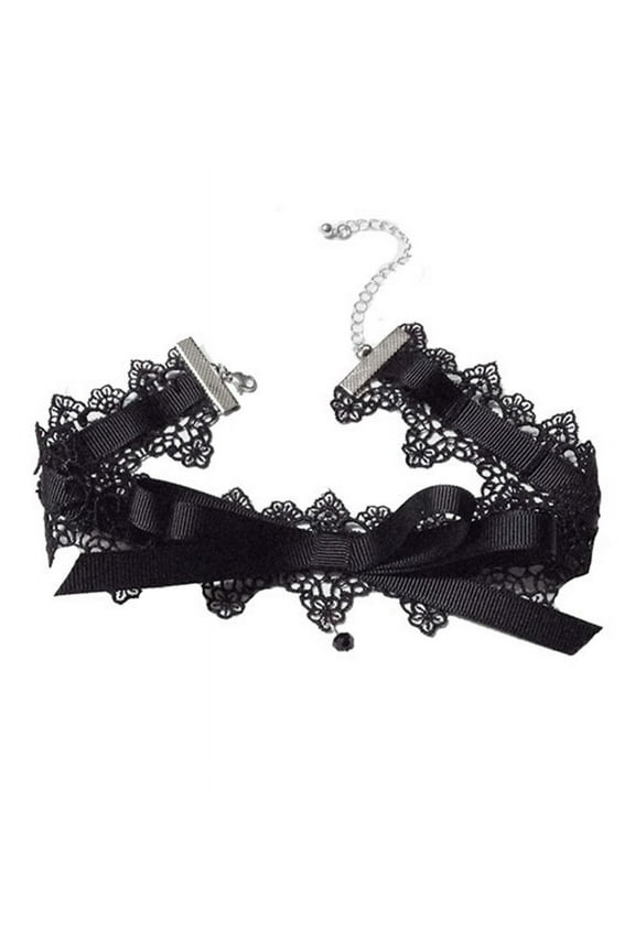 Sexy Black Lace Bow-Knot Choker Necklace Fashion Collar Necklace Jewelry