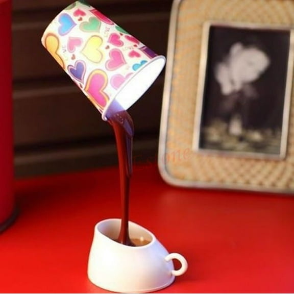 XISAOK Table Lamp Home Romantic Pour Coffee Usb Battery Night Light Novelty DIY LED