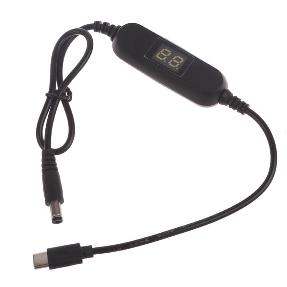 XISAOK Type C to 5.5x2.1mm 2V 1.5V 3V 4.5V 6V 9V 12V 0.5A Cable with Switches Display
