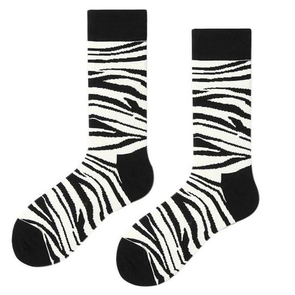 XISAOK Unisex Hip Hop Funny Crew Socks Black White Zebra Stripes Skateboard Hosiery