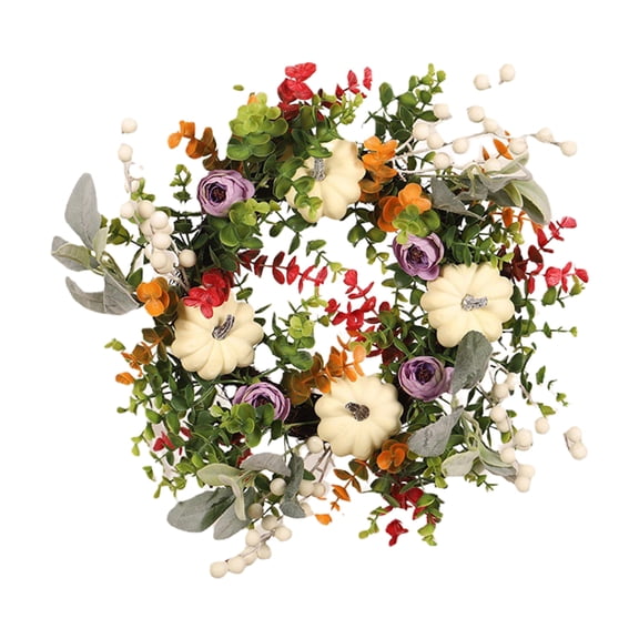 XISAOK White Pumpkin Wreath for Christmas Halloween Thanksgiving Decoration Ornament