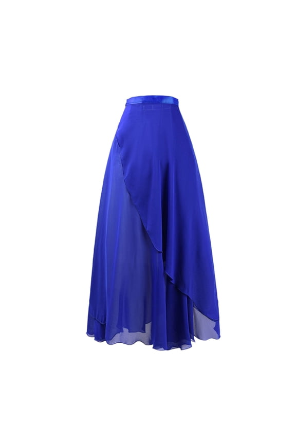 Women Asymmetric Dance Skirts Chiffon Ballet Wrap Skirt Skate Over Scarf Skirts