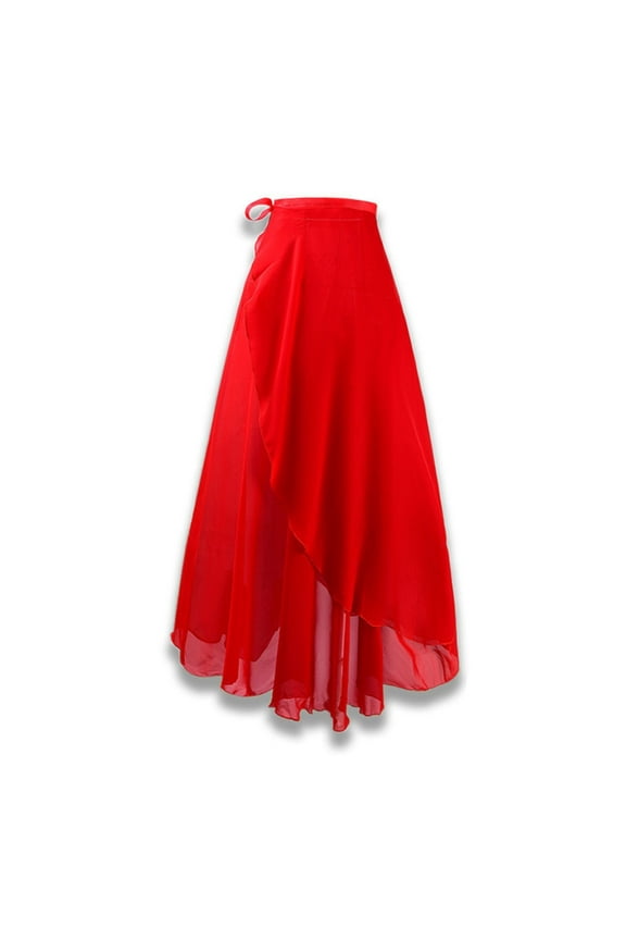 Women Asymmetric Dance Skirts Chiffon Ballet Wrap Skirt Skate Over Scarf Skirts