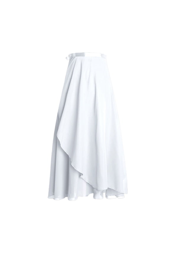 Women Asymmetric Dance Skirts Chiffon Ballet Wrap Skirt Skate Over Scarf Skirts