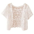 thumbnail image 1 of XISAOK Women Crochet Floral Lace Cardigan Short Sleeve Bolero Shrug Top for Dresses, 1 of 17