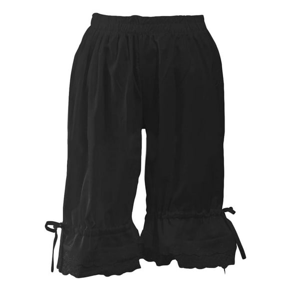 XISAOK Women Lolita Medieval Renaissance Vintage Bloomers Ruffles Lace Hem Bow Lantern Pumpkin Shorts Solid Color Elastic Bubble Safety Under Pants