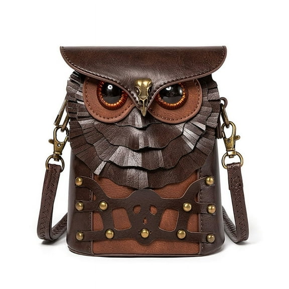XISAOK Women Medieval Crossbody Bag Cute Owl Shoulder Bag PU Leather Messenger Bag