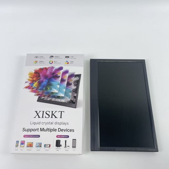 XISKT Liquid crystal displays,15.6'' Portable Monitor Touchscreen, FHD IPS Touch Screen with Tempered Glass, Travel Monitor with Kickstand & Speaker