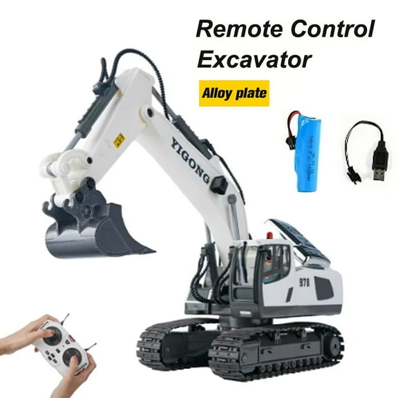 XITZ 1:20 Remote Control Excavator,11 Channel RC Construction Vehicles Toys,2.4Ghz 680° Rotation Sand Digger Truck with Metal Shovel ,for Boys Kids Age 6+ Year Old