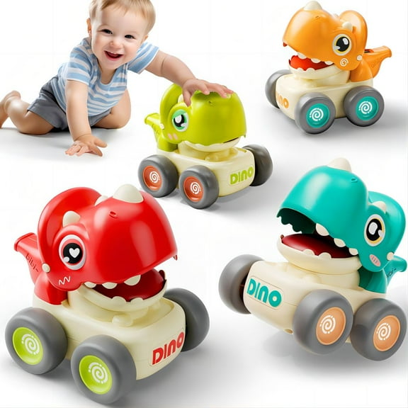 XITZ Dinosaur Car, Big Eyed Dinosaur Press Whistle Car for Kids, Cute Cartoon Style, Customized for Small Hands, ABS Material, Soft Whistling Sound, Cute Toys for Kids, Red