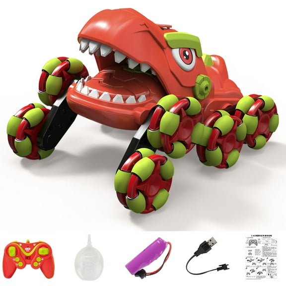 XITZ Remote Control Dinosaur Car,2.4G Stunt Vehicle with Spray,Cool LED Lights& Sound,360 Rotation Drifting RC Monster Trucks Toy Gift for Kids Boys Girls