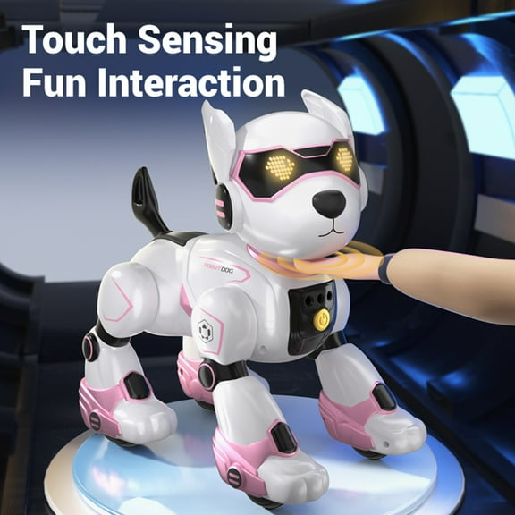 XITZ Remote Control Robot Dog Toy for Kids,RC Electronic Funny Intelligent Stunt Dogs,Voice Command Programmable Touch-sense Music Song,for Boys Girls Gift