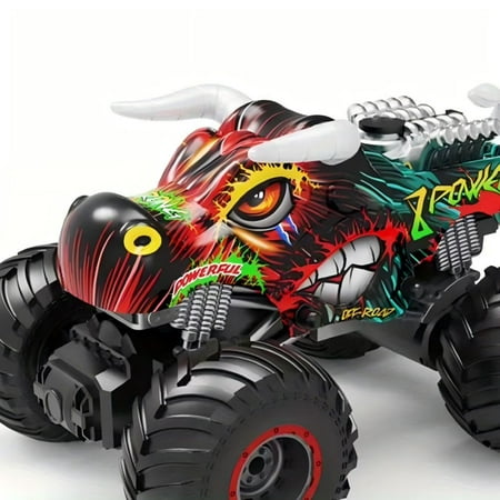 XITZ Triceratops Spray Remote Control Vehicle, 2.4GHz All Terrain Remote Control Monster Cars, 1:16 Monster Truck RC Trucks, Remote Monster Car with Spray Music and Light for Kids