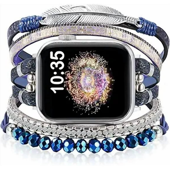 XIUDA Boho Bands for Women Compatible for Apple Watch 38mm 40mm 41mm 42mm 44mm 45mm 46mm, Watch Bands Bracelet Multilayer Wrap Strap iWatch Series 10 9 8 7 6 5 4 3 2 1 SE