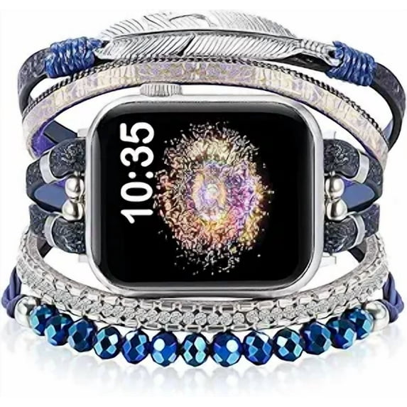 XIUDA Boho Bands for Women Compatible for Apple Watch 38mm 40mm 41mm 42mm 44mm 45mm 46mm, Watch Bands Bracelet Multilayer Wrap Strap iWatch Series 10 9 8 7 6 5 4 3 2 1 SE
