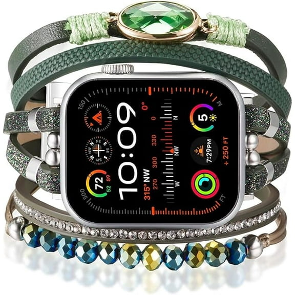 XIUDA Boho Bands for Women Compatible for Apple Watch 38mm 40mm 41mm 42mm 44mm 45mm 46mm, Watch Bands Bracelet Multilayer Wrap Strap iWatch Series 10 9 8 7 6 5 4 3 2 1 SE