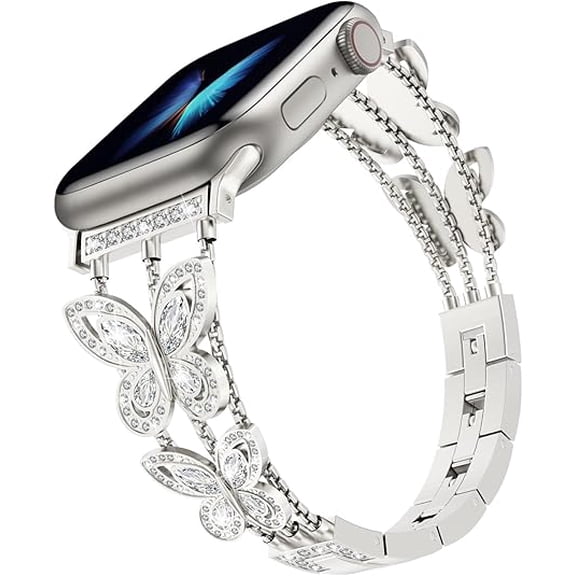 XIUDA Butterfly Apple Watch Bands for Women compatible with Apple Watch for Women 38mm/40mm/41mm/42mm(Serise 10), Bling Iwatch Dressy Apple Watch Band 42mm Series 10/9/8/7/6/5/4/3/2/SE/Ultra