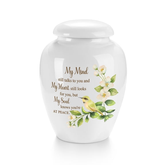 XIUDA Ceramic Small Urn for Ashes - 2.8 Inch Elegant Memorial Keepsake Urn for Human Ashes, Small Cremation Urn for Women Men, Funeral Keepsake Urn with Secure Lid