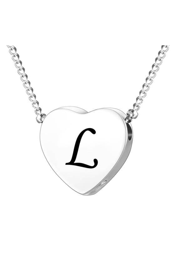 Cremation Jewelry for Ashes Personalized Initial Heart Urn Necklace for Women Men Stainless Steel Keepsake Memorial Pendant for Human Ashes