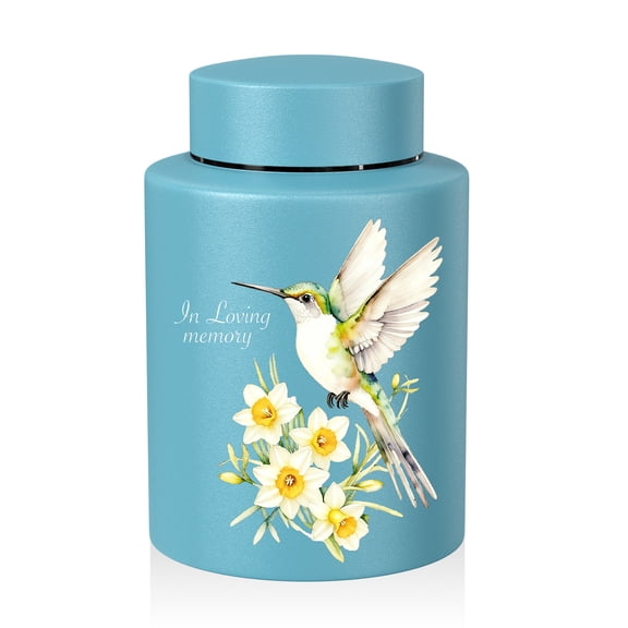 XIUDA Small Urn for Human Ashes Hummingbird Cremation Urn 5.9 Inches Stainless Steel Decorative Urn Memorial Urns for Human Women Man Mini Urns Keepsake