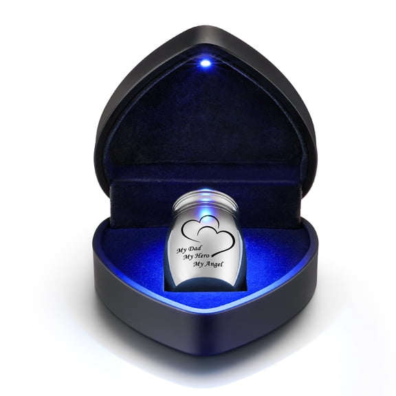 XIUDA Mini Cremation Urn for ashes, 1.57 inch Small Stainless Steel Funeral Urn with Heart Box