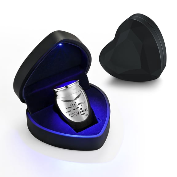 XIUDA 1.57 Inches Mini Urns for Human Ashes Keepsakes, Small Stainless Steel Memorial Urn with Heart Box for women men