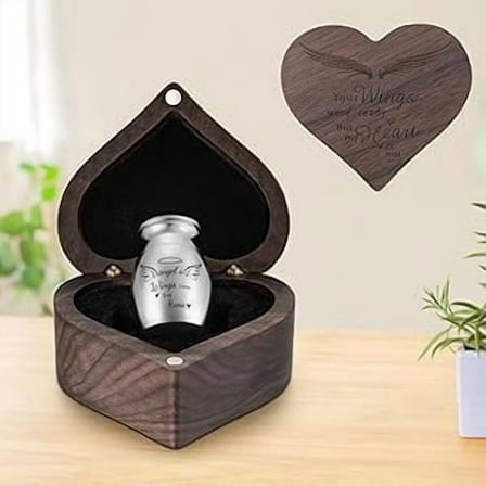 XIUDA Small Keepsake Urns for Human Ashes Angle Shaped Box Mini Cremation Urns for Women Men 1.2 Inches Memorial Funeral Urn-Angel's Wing Carry You Home