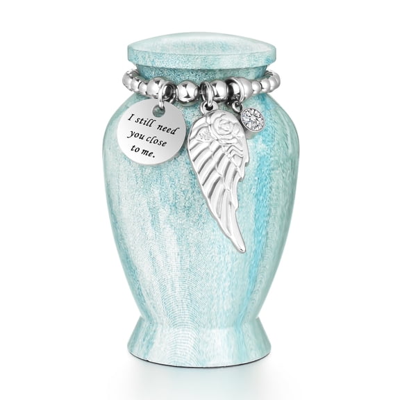 XIUDA Small Urn for Ashes, 2.8 Inch Aluminum Keepsake Cremation Urn for Human, Family Sharing Urns - Mint Green
