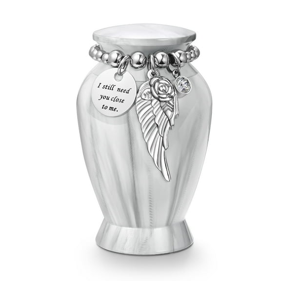 XIUDA Small Urn for Ashes, 2.8 Inch Aluminum Keepsake Cremation Urn for Human, Family Sharing Urns -White Marble
