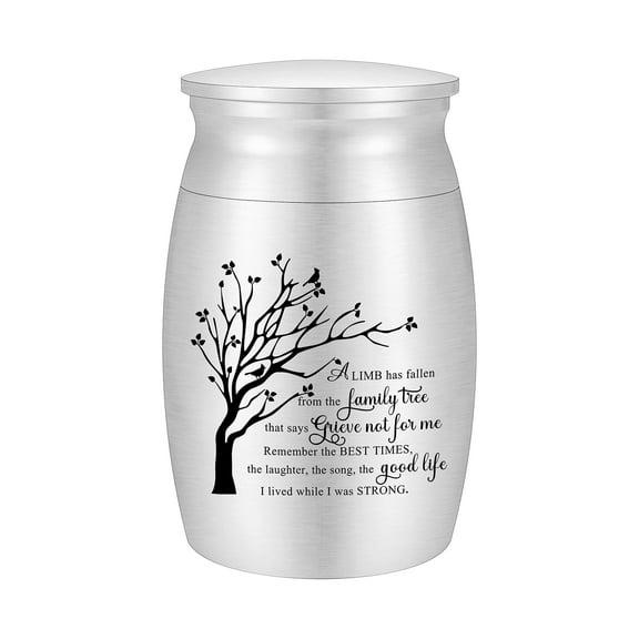 XIUDA Small Urn for Ashes, 2.8 inch Tree of Life Aluminum Keepsake Cremation Urn for Human, Family Sharing Urn -Silver