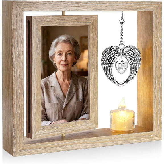 XIUDA Sympathy Gifts Memorial Picture Frame for Loss of Loved One - Rotate Display for Two 4x6 Photos