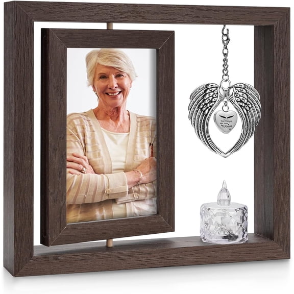 XIUDA Sympathy Gifts Memorial Picture Frame for Loss of Loved One - Memorial Gifts for Loss of Mom, Dog in Loving Memory Picture Frame, Rotate Display for Two 4x6 Photos Memorial Photo Frame