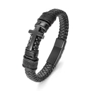 XIUDA Urn Bracelet for Ashes Cross Cremation Jewelry Leather Cremation Bracelets Stainless Steel Ashes Bracelet Memorial Keepsake of Loved Ones Cuff Braided Wristband for Men Women