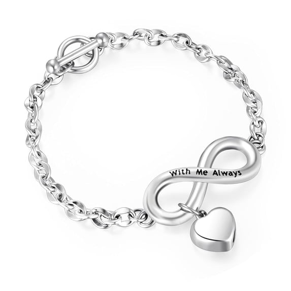 XIUDA Urn Bracelet for Ashes - Cremation Bracelet with Heart Locket Holder - Bangle Link Chain for Women & Men