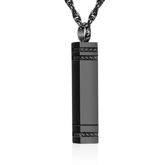 XIUDA Urn Necklace for Ashes, Memorial Cremation Urn Pendant, Stainless Steel Cube Ashes Necklace Bar for Women Men -Black