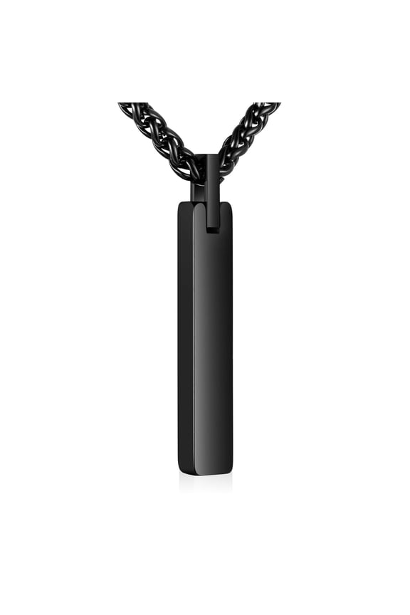 Urn Necklace for Ashes, Stainless Steel Cremation Jewelry Memorial Pendant Keepsake for Men -Black