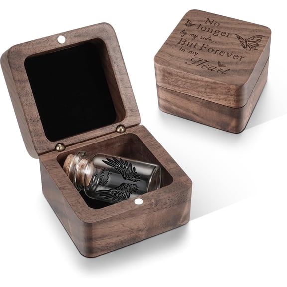 XIUDA Wood Small Urn for Human Ashes Keepsake Box Urn for Ashes for Women Memorial Keepsake for Ashes-Black Wing