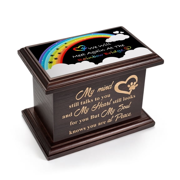 Pet Memorial Urn, Small Wooden Cremation Urn, Keepsake Memorial Box for Dog and Cat Ashes