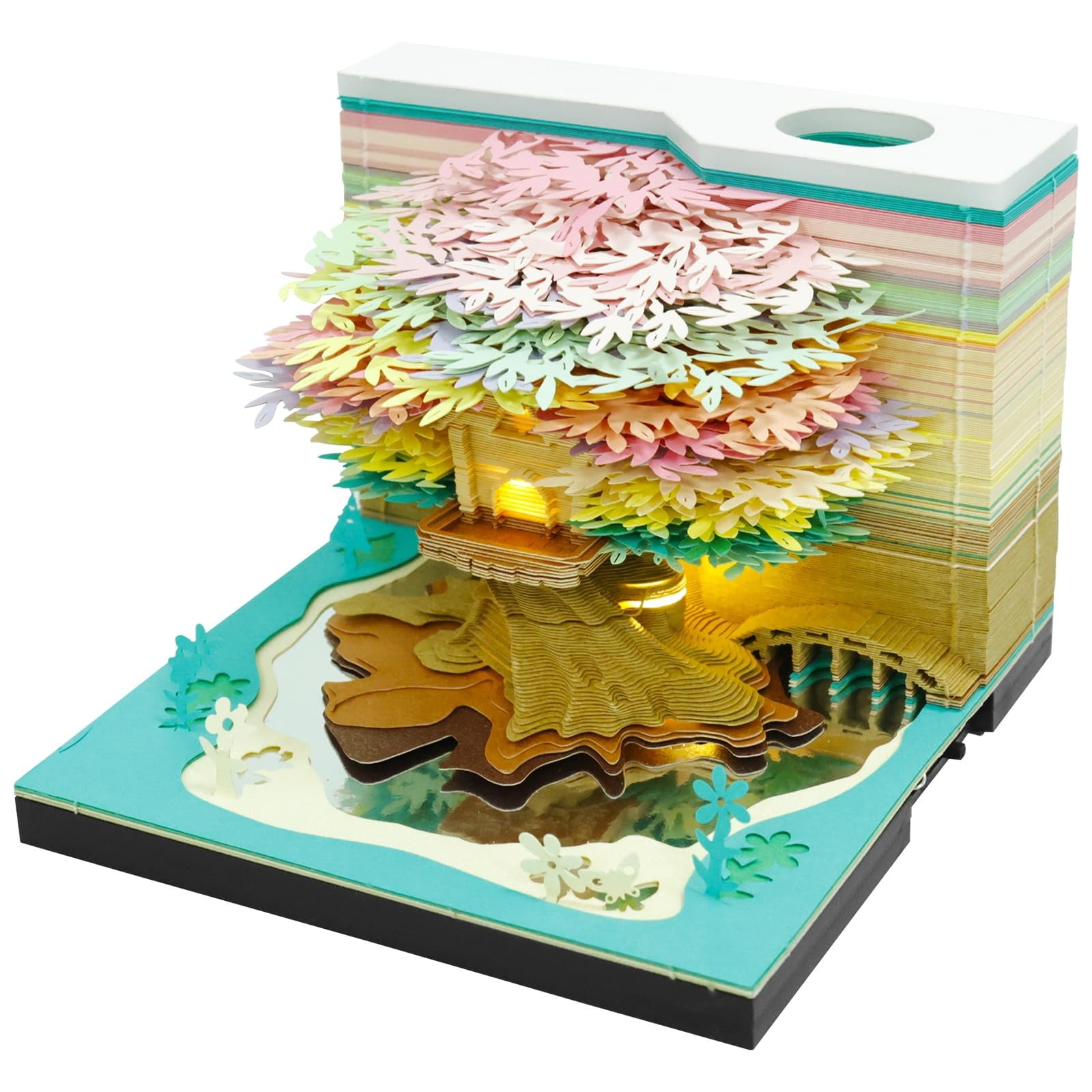 XIUH Deal! 3D Notepad Creative Tree House 2025 New Desk Calendar Memo