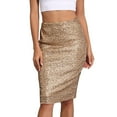 thumbnail image 1 of XIUH Women High Waist Sequins Skirts Fashion Wraped Knee Length Skirts Gold 3 XL, 1 of 5