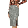 thumbnail image 1 of XIUH Women's Fashion Sequins Side Split Skirts Wraped High Waist Knee Length Skirts Gray 6 2XL, 1 of 3