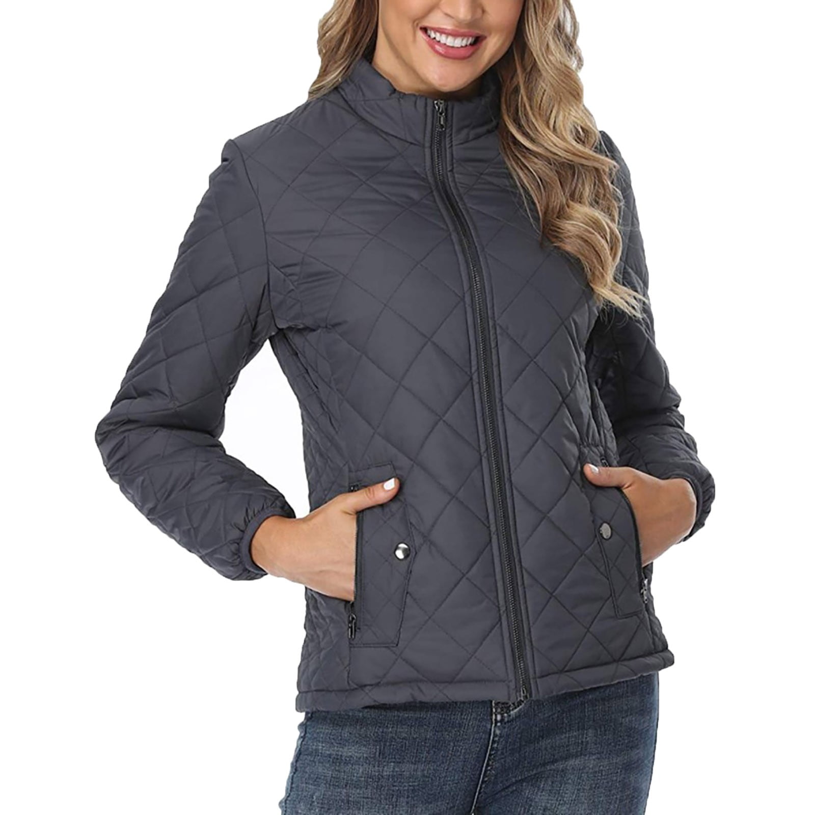 XIUH Women's Quilted Barn Jacket Plus Size Warm Autumn And Winter ...
