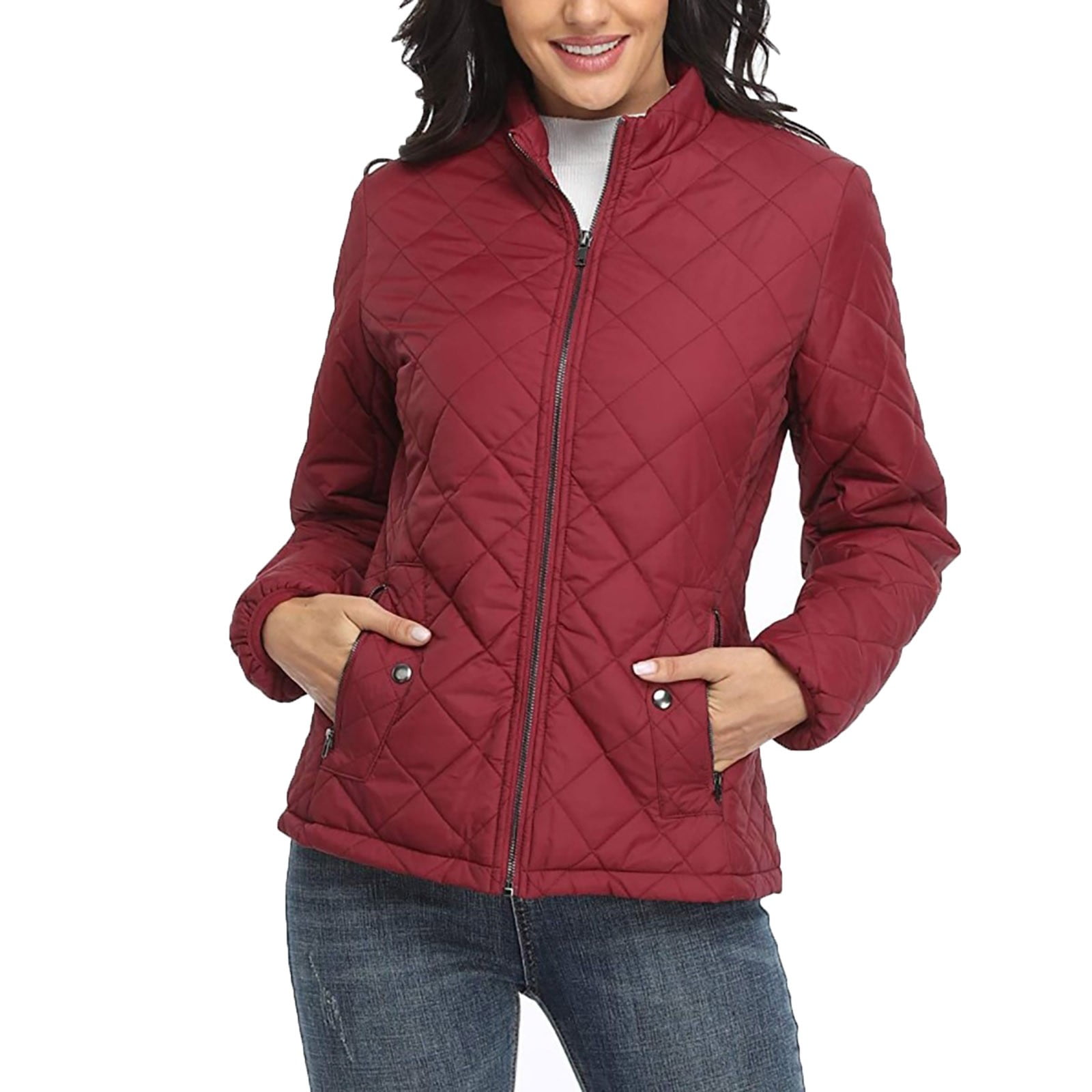 XIUH Women's Quilted Barn Jacket Plus Size Warm Autumn And Winter ...