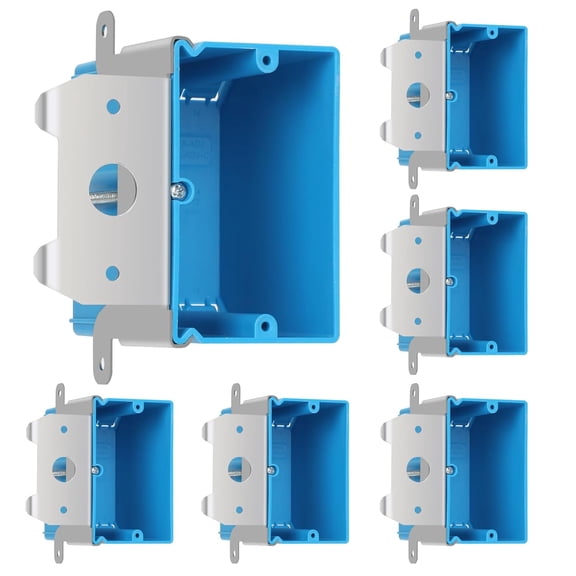 XIUTE 6 Pack 1-Gang PVC Electrical BoxAdjustable Electrical BoxesBlue Outlet Box21 cu. in. Plastic Junction Box for Switches ETL Approved
