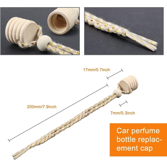 XIUUS-100 Pcs Car Air Freshener Perfume Bottle Replacement Caps With String Pendant Essential Oil Diffuser Replacement Lids Fragrance Aromatherapy Auto Ornaments Decor Accessories