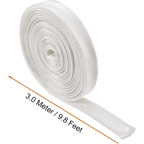 XIUUS-Insulation Braid Sleeving, 9.8Ft-10mm High Temp Fiberglass Sleeve White