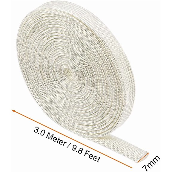 XIUUS-Insulation Braid Sleeving, 9.8Ft-7mm High Temp Fiberglass Sleeve White